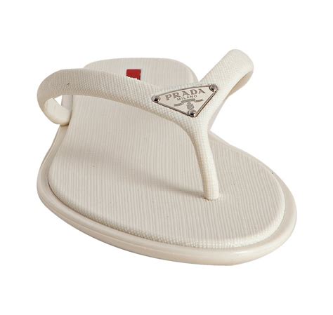 prada white flip flops|prada slides on sale.